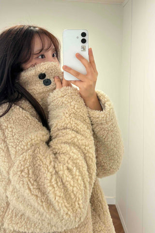 Round Collar Simple Minimalist Fluffy Sherpa Short Jacket