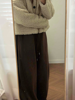 Round Collar Simple Minimalist Fluffy Sherpa Short Jacket