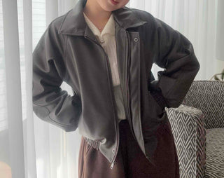 Snap Button Oversized Short Padded Jumper