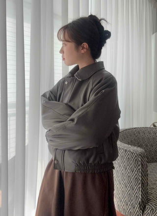 Snap Button Oversized Short Padded Jumper