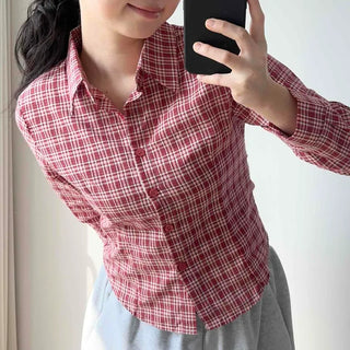 Vintage Check Slim Fit Collared Shirt