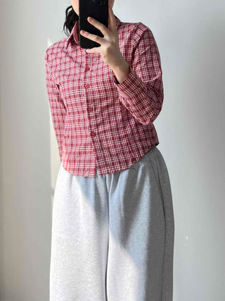 Vintage Check Slim Fit Collared Shirt