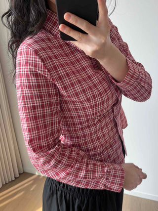 Vintage Check Slim Fit Collared Shirt