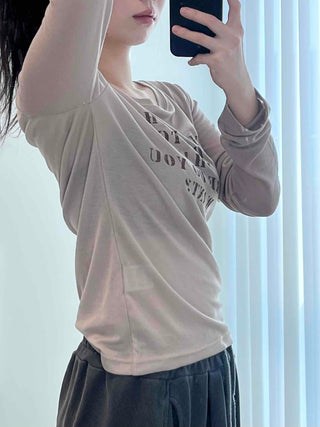 Vintage Lettering Embroidered Loose Fit Long Sleeve T-shirt