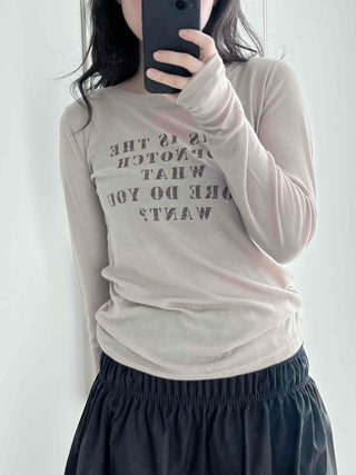 Vintage Lettering Embroidered Loose Fit Long Sleeve T-shirt