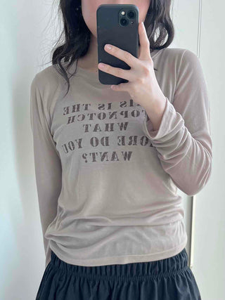 Vintage Lettering Embroidered Loose Fit Long Sleeve T-shirt
