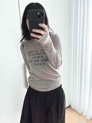 Vintage Lettering Embroidered Loose Fit Long Sleeve T-shirt