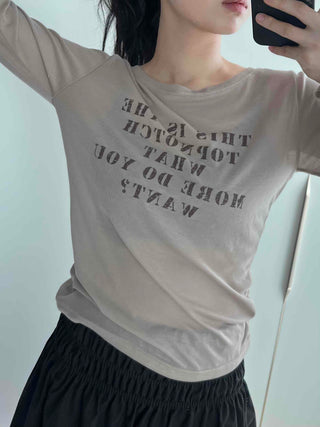 Vintage Lettering Embroidered Loose Fit Long Sleeve T-shirt