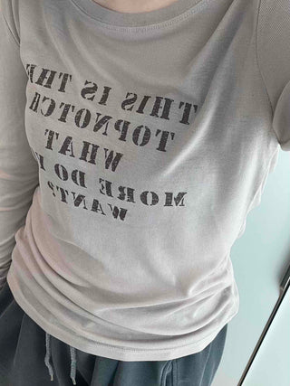 Vintage Lettering Embroidered Loose Fit Long Sleeve T-shirt