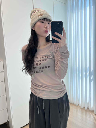Vintage Lettering Embroidered Loose Fit Long Sleeve T-shirt