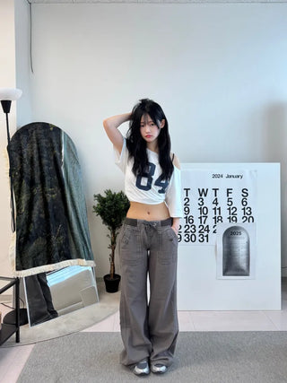 Tory Low-Rise Vintage Carpants Elastic Pants
