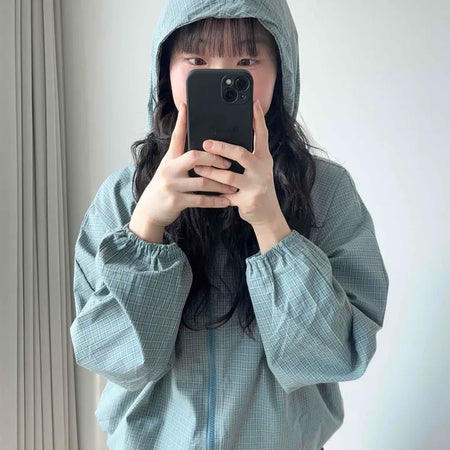 Light Ripple Blouson Zip-up Hooded Windbreaker