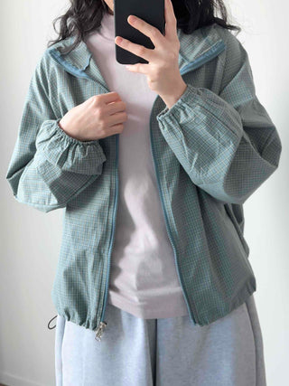 Light Ripple Blouson Zip-up Hooded Windbreaker