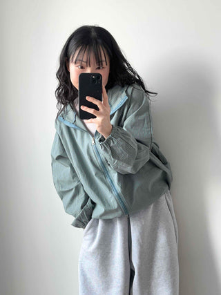 Light Ripple Blouson Zip-up Hooded Windbreaker