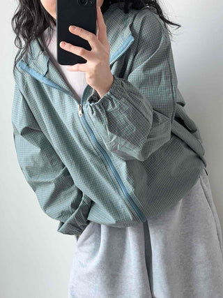 Light Ripple Blouson Zip-up Hooded Windbreaker
