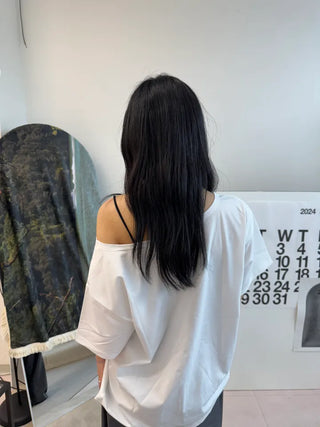 Ruby Big Number One-Shoulder Loose T-shirt