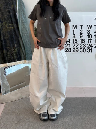 Miru Kitsch Star Print Semi-Crop Short Sleeve T-shirt