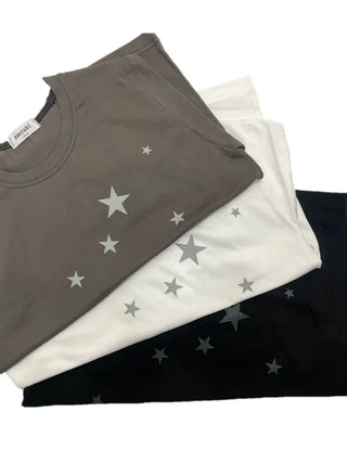 Miru Kitsch Star Print Semi-Crop Short Sleeve T-shirt