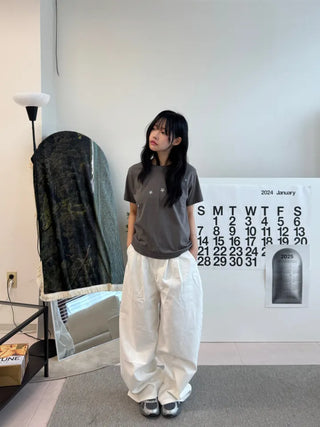 Miru Kitsch Star Print Semi-Crop Short Sleeve T-shirt