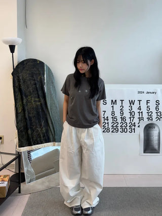 Miru Kitsch Star Print Semi-Crop Short Sleeve T-shirt
