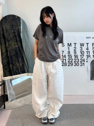 Miru Kitsch Star Print Semi-Crop Short Sleeve T-shirt