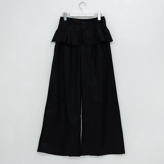Dubi Balloon Fit Long Wide Button Wrap Layered Slacks