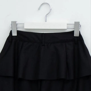 Dubi Balloon Fit Long Wide Button Wrap Layered Slacks