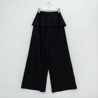 Dubi Balloon Fit Long Wide Button Wrap Layered Slacks