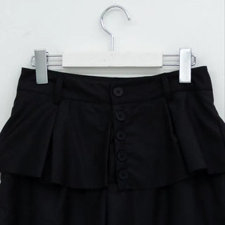 Dubi Balloon Fit Long Wide Button Wrap Layered Slacks