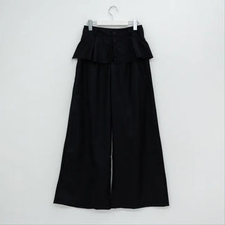 Dubi Balloon Fit Long Wide Button Wrap Layered Slacks