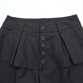 Dubi Balloon Fit Long Wide Button Wrap Layered Slacks
