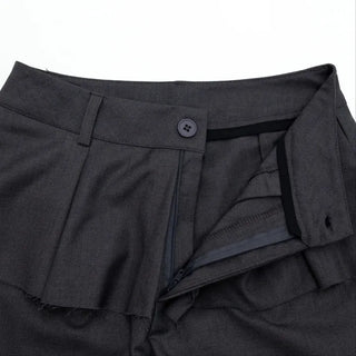 Dubi Balloon Fit Long Wide Button Wrap Layered Slacks