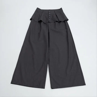 Dubi Balloon Fit Long Wide Button Wrap Layered Slacks