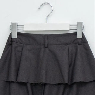 Dubi Balloon Fit Long Wide Button Wrap Layered Slacks