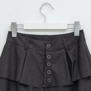 Dubi Balloon Fit Long Wide Button Wrap Layered Slacks