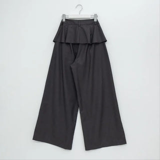 Dubi Balloon Fit Long Wide Button Wrap Layered Slacks