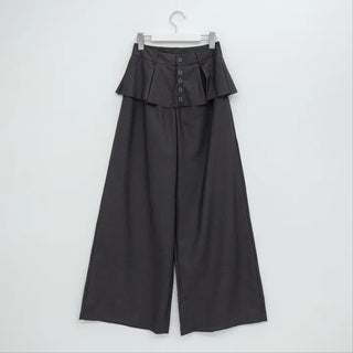 Dubi Balloon Fit Long Wide Button Wrap Layered Slacks