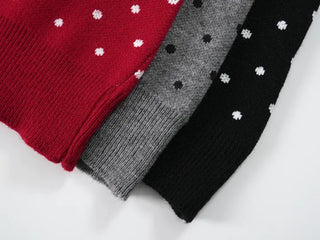 Lebi Dot Round Neck Knit Cardigan