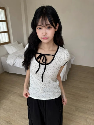 Nay New Basic Flower Short Sleeve T-shirt