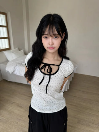 Nay New Basic Flower Short Sleeve T-shirt