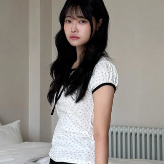 Nay New Basic Flower Short Sleeve T-shirt