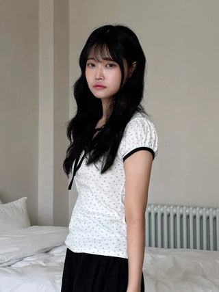 Nay New Basic Flower Short Sleeve T-shirt