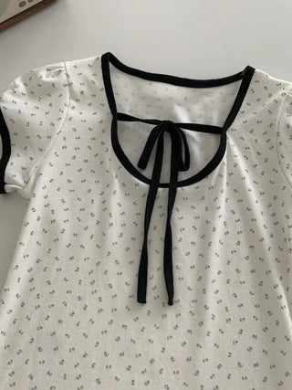 Nay New Basic Flower Short Sleeve T-shirt