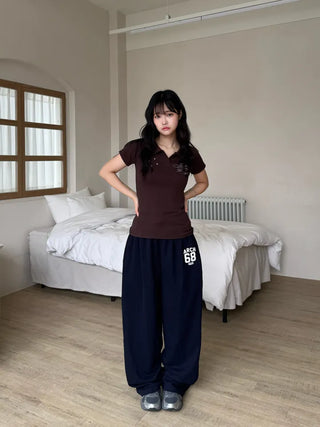 Famo New Basic Vintage Short Sleeve T-shirt