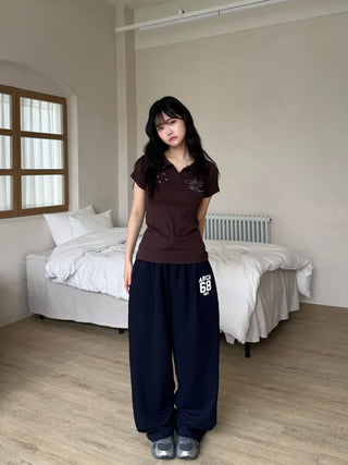 Famo New Basic Vintage Short Sleeve T-shirt