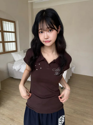 Famo New Basic Vintage Short Sleeve T-shirt