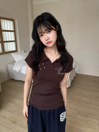 Famo New Basic Vintage Short Sleeve T-shirt