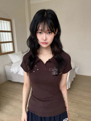 Famo New Basic Vintage Short Sleeve T-shirt