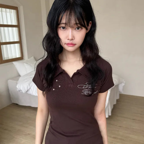 Famo New Basic Vintage Short Sleeve T-shirt