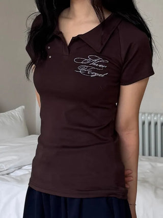 Famo New Basic Vintage Short Sleeve T-shirt